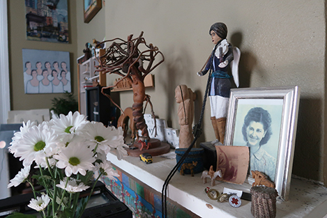 studio photograph Eva Lovato-woodcarvings-oil painting